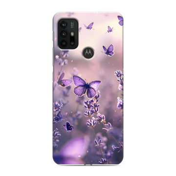 Силиконовый чехол на Motorola Moto G30 с принтом бабочки и лаванда