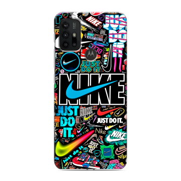 Силиконовый чехол на Motorola Moto G30 с принтом найк nike черный Силиконовый чехол на Motorola Moto G30 с принтом найк nike черный