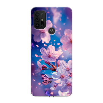 Силиконовый чехол на Motorola Moto G30 с принтом цветы бабочки