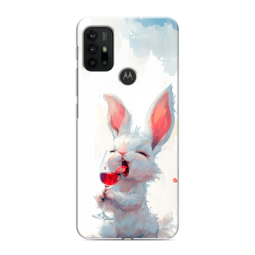 Силиконовый чехол на Motorola Moto G30 с принтом кролик зайчик