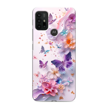Силиконовый чехол на Motorola Moto G30 с принтом цветы бабочки