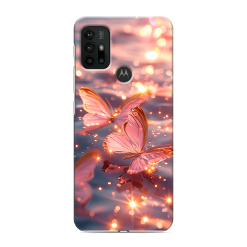 Силиконовый чехол на Motorola Moto G30 с принтом бабочки розовые
