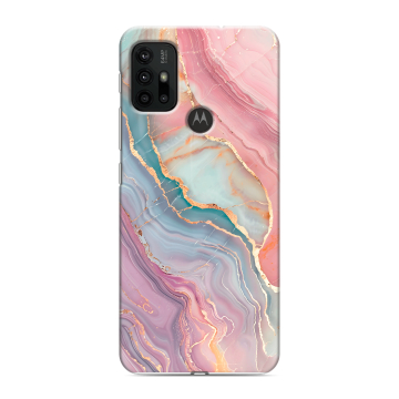 Силиконовый чехол на Motorola Moto G30 с принтом розовый мрамор