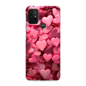 Силиконовый чехол на Motorola Moto G30 с принтом розовые сердечки