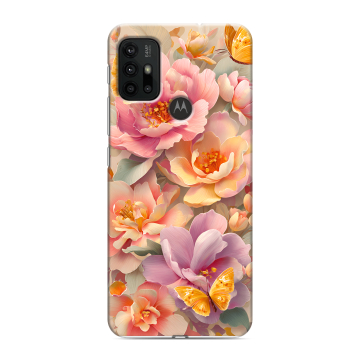 Силиконовый чехол на Motorola Moto G30 с принтом Цветы и бабочки