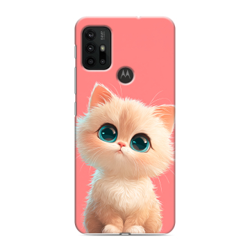 Силиконовый чехол на Motorola Moto G30 с принтом Розовый котенок
