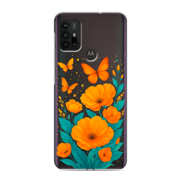 Силиконовый чехол на Motorola Moto G30 с принтом цветы бабочки