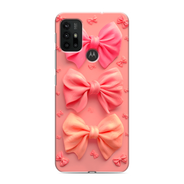 Силиконовый чехол на Motorola Moto G30 с принтом Розовые бантики