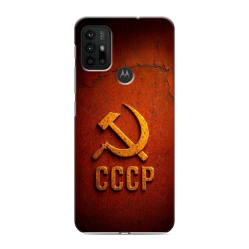 Силиконовый чехол на Motorola Moto G30 с принтом Флаг Герб СССР