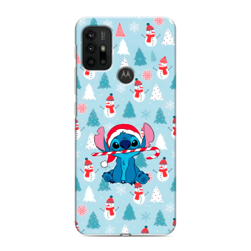 Силиконовый чехол на Motorola Moto G30 с принтом Стич Новый год