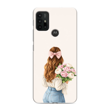 Силиконовый чехол на Motorola Moto G30 с принтом женский