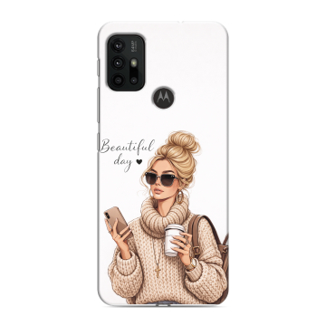 Силиконовый чехол на Motorola Moto G30 с принтом женский