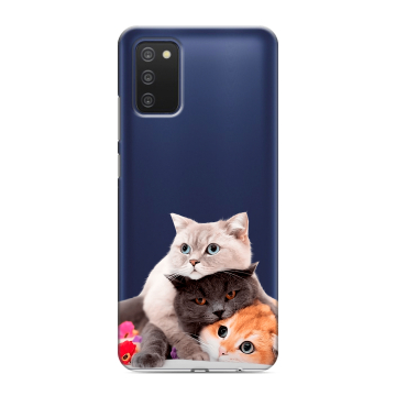 Силиконовый чехол на Samsung Galaxy A03s с принтом Кошки Силиконовый чехол на Samsung Galaxy A03s с принтом Кошки