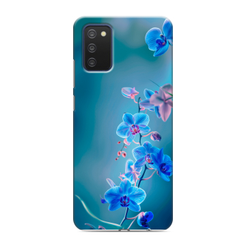 Силиконовый чехол на Samsung Galaxy A03s с принтом Голубые цветы