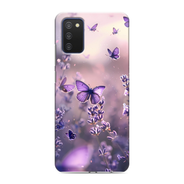 Силиконовый чехол на Samsung Galaxy A03s с принтом бабочки и лаванда