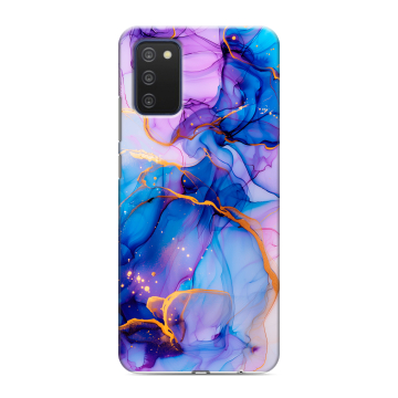 Силиконовый чехол на Samsung Galaxy A03s с принтом синий мрамор