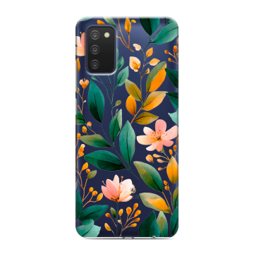 Силиконовый чехол на Samsung Galaxy A03s с принтом Цветы паттерн Силиконовый чехол на Samsung Galaxy A03s с принтом Цветы паттерн