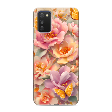 Силиконовый чехол на Samsung Galaxy A03s с принтом Цветы и бабочки Силиконовый чехол на Samsung Galaxy A03s с принтом Цветы и бабочки