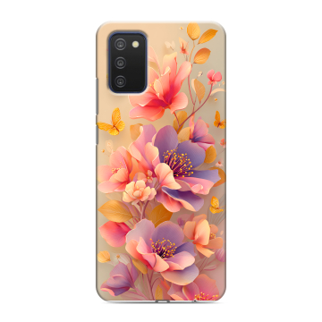 Силиконовый чехол на Samsung Galaxy A03s с принтом Цветы и бабочки Силиконовый чехол на Samsung Galaxy A03s с принтом Цветы и бабочки