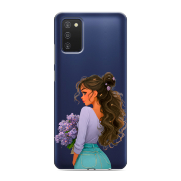 Силиконовый чехол на Samsung Galaxy A03s с принтом девушка цветы Силиконовый чехол на Samsung Galaxy A03s с принтом девушка цветы
