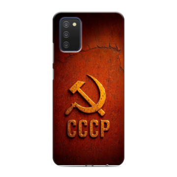 Силиконовый чехол на Samsung Galaxy A03s с принтом Флаг Герб СССР Силиконовый чехол на Samsung Galaxy A03s с принтом Флаг Герб СССР