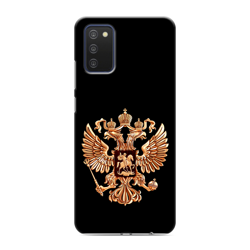 Силиконовый чехол на Samsung Galaxy A03s с принтом Герб России золотой Силиконовый чехол на Samsung Galaxy A03s с принтом Герб России золотой