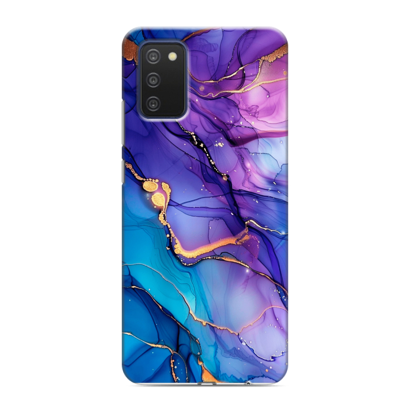 Силиконовый чехол на Samsung Galaxy A03s с принтом синий мрамор Силиконовый чехол на Samsung Galaxy A03s с принтом синий мрамор