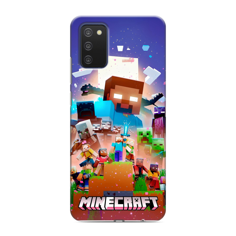 Силиконовый противоударный чехол на Samsung Galaxy A03s с принтом Майнкрафт Minecraft Силиконовый противоударный чехол на Samsung Galaxy A03s с принтом Майнкрафт Minecraft