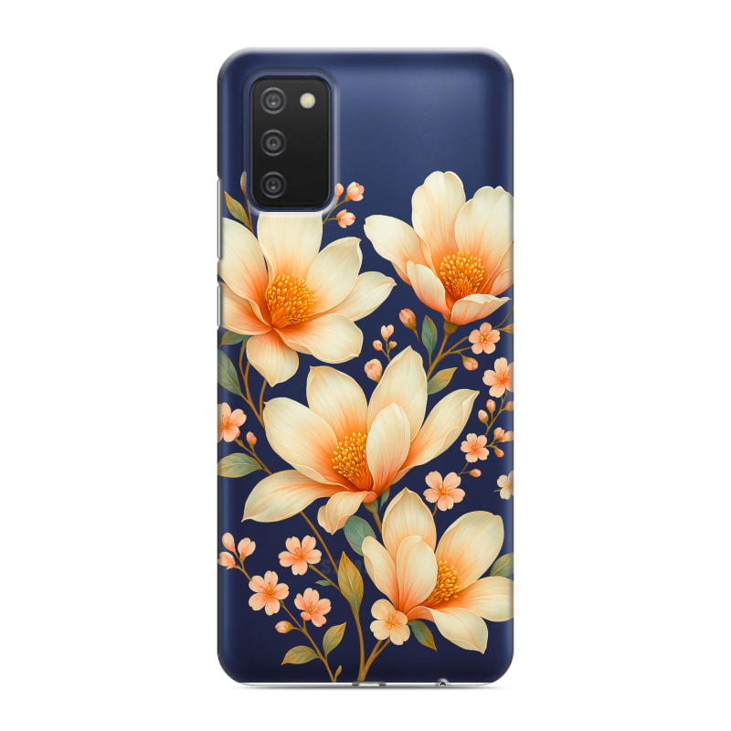 Силиконовый противоударный чехол на Samsung Galaxy A03s с принтом Цветы Силиконовый противоударный чехол на Samsung Galaxy A03s с принтом Цветы