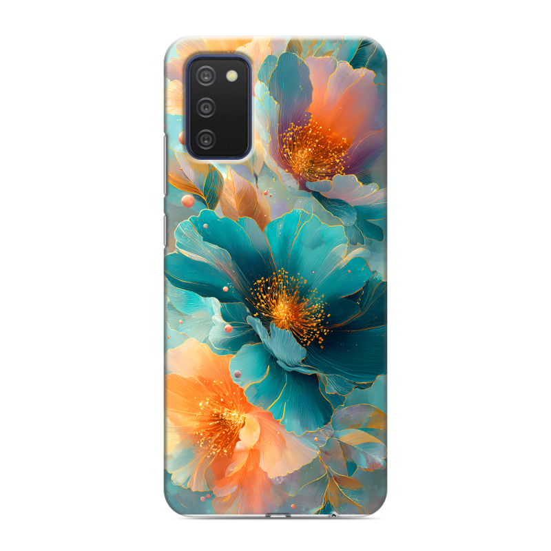 Силиконовый противоударный чехол на Samsung Galaxy A03s с принтом Цветы Силиконовый противоударный чехол на Samsung Galaxy A03s с принтом Цветы
