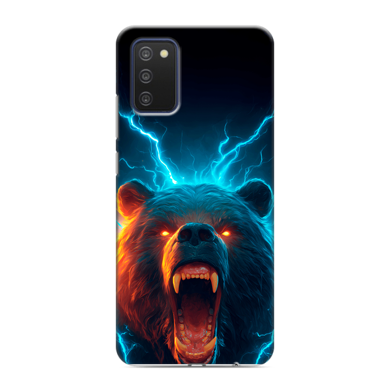Силиконовый противоударный чехол на Samsung Galaxy A03s с принтом Медведь Силиконовый противоударный чехол на Samsung Galaxy A03s с принтом Медведь