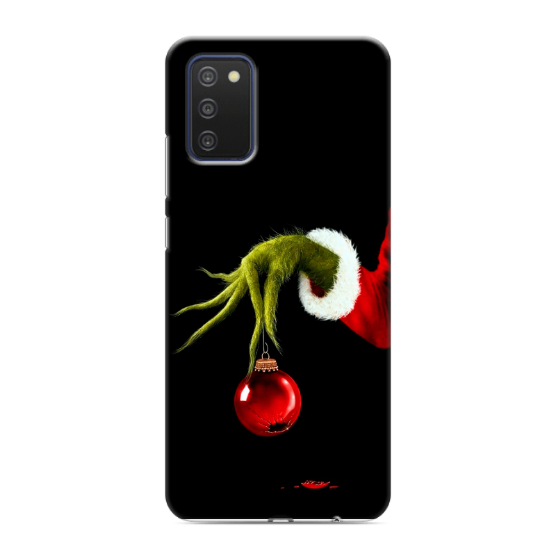 Силиконовый противоударный чехол на Samsung Galaxy A03s с принтом Новый год Гринч Силиконовый противоударный чехол на Samsung Galaxy A03s с принтом Новый год Гринч