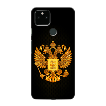 Силиконовый чехол на Google Pixel 5a 5G с принтом Герб России желтый