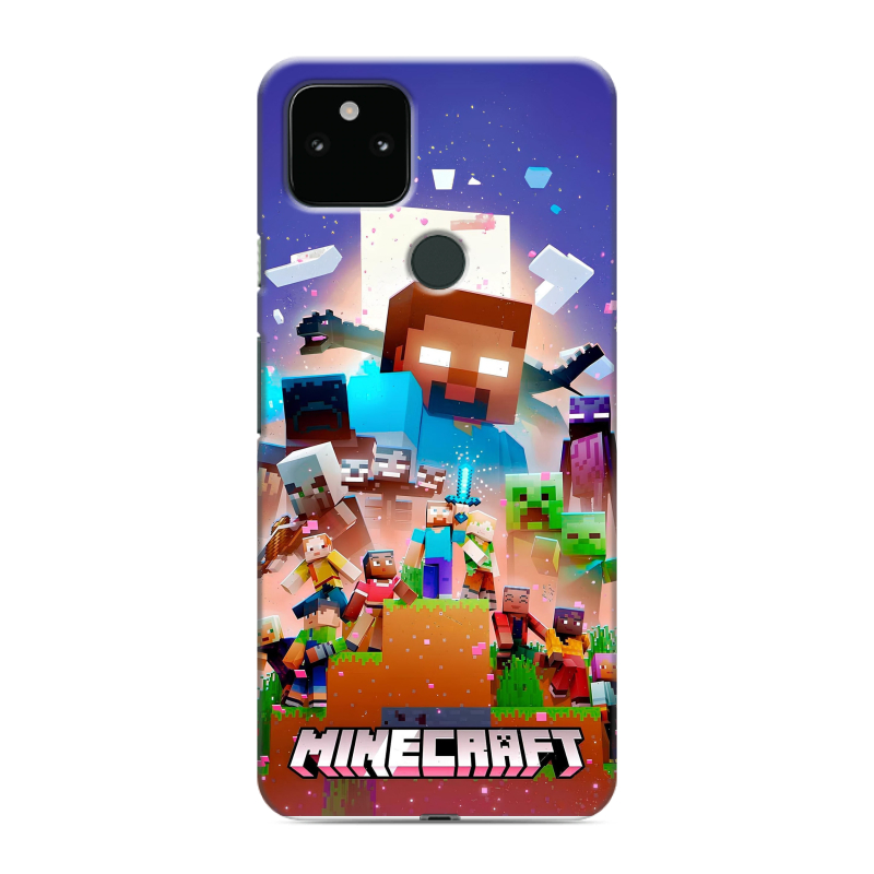 Силиконовый противоударный чехол на Google Pixel 5a 5G с принтом Майнкрафт Minecraft Силиконовый противоударный чехол на Google Pixel 5a 5G с принтом Майнкрафт Minecraft