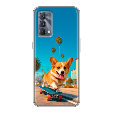Силиконовый чехол на Realme GT Master Edition с принтом Корги на скейте Силиконовый чехол на Realme GT Master Edition с принтом Корги на скейте