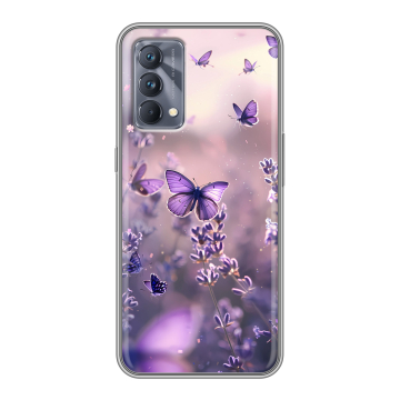 Силиконовый чехол на Realme GT Master Edition с принтом бабочки и лаванда Силиконовый чехол на Realme GT Master Edition с принтом бабочки и лаванда