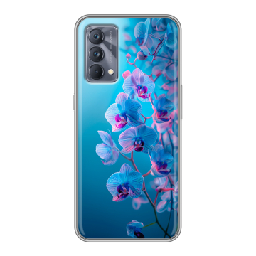 Силиконовый чехол на Realme GT Master Edition с принтом голубые орхидеи Силиконовый чехол на Realme GT Master Edition с принтом голубые орхидеи
