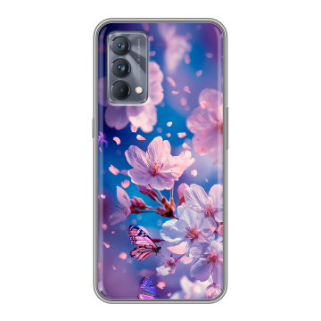 Силиконовый чехол на Realme GT Master Edition с принтом цветы бабочки Силиконовый чехол на Realme GT Master Edition с принтом цветы бабочки