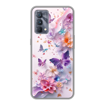 Силиконовый чехол на Realme GT Master Edition с принтом цветы бабочки