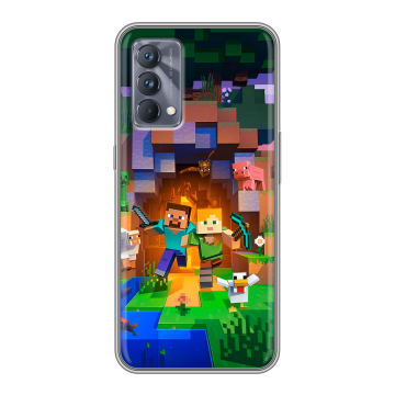 Силиконовый чехол на Realme GT Master Edition с принтом Майнкрафт Minecraft Силиконовый чехол на Realme GT Master Edition с принтом Майнкрафт Minecraft