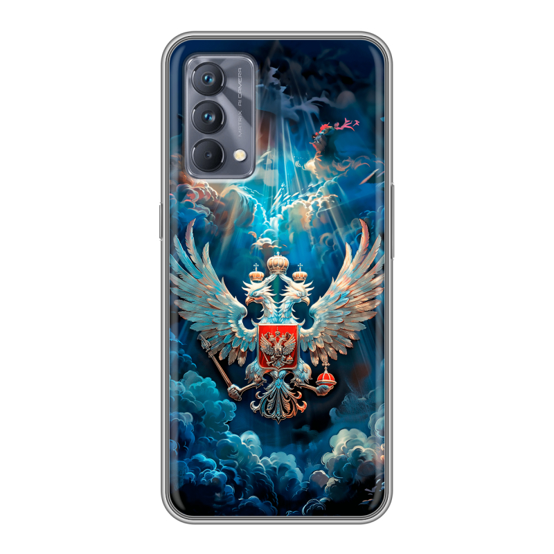 Силиконовый противоударный чехол на Realme GT Master Edition с принтом Герб флаг России Силиконовый противоударный чехол на Realme GT Master Edition с принтом Герб флаг России