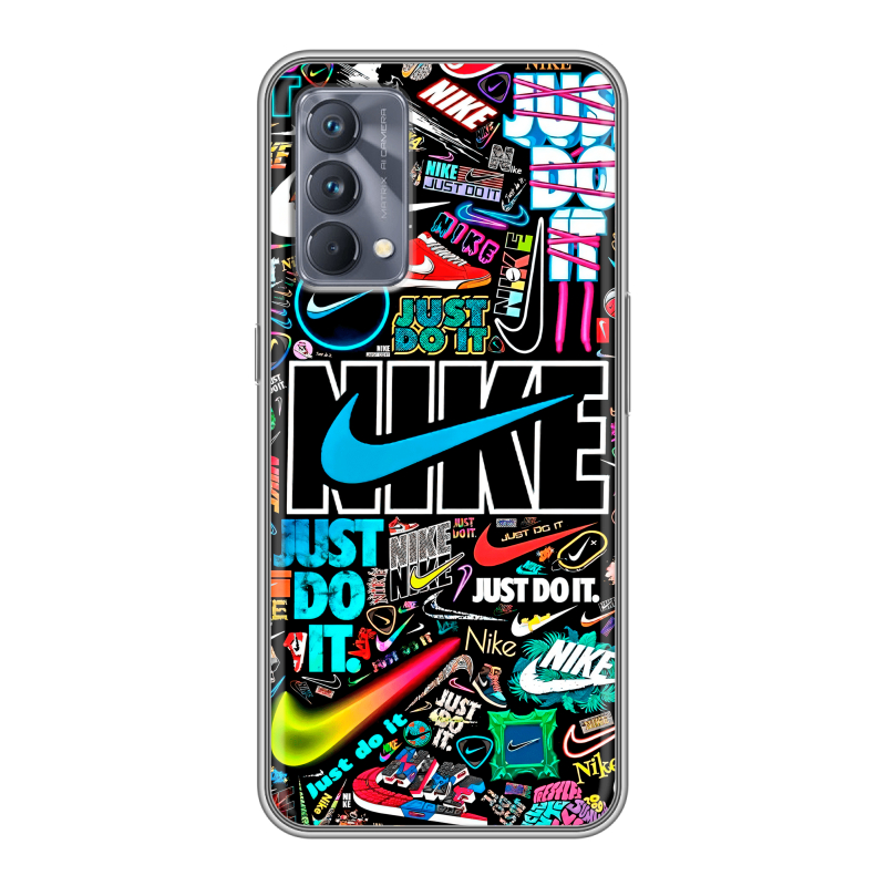 Силиконовый противоударный чехол на Realme GT Master Edition с принтом найк nike черный Силиконовый противоударный чехол на Realme GT Master Edition с принтом найк nike черный