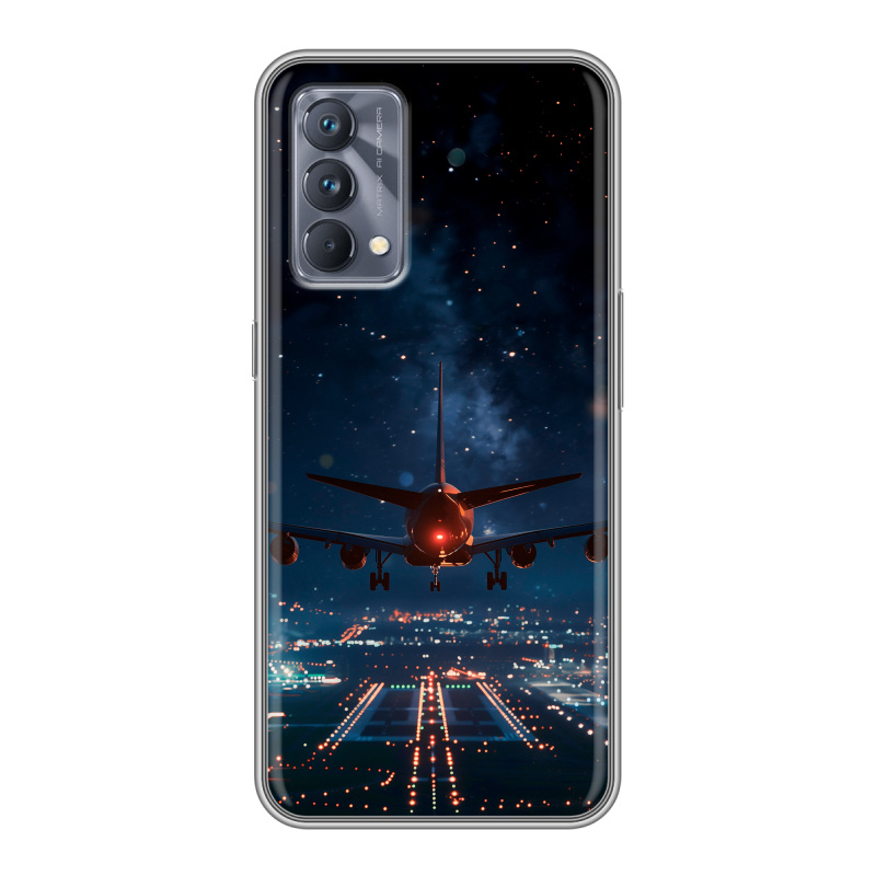 Силиконовый противоударный чехол на Realme GT Master Edition с принтом самолет Силиконовый противоударный чехол на Realme GT Master Edition с принтом самолет
