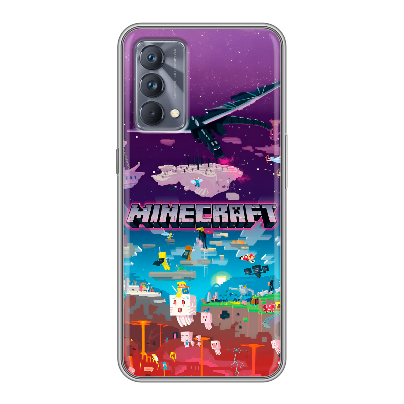 Силиконовый противоударный чехол на Realme GT Master Edition с принтом Майнкрафт Minecraft Силиконовый противоударный чехол на Realme GT Master Edition с принтом Майнкрафт Minecraft