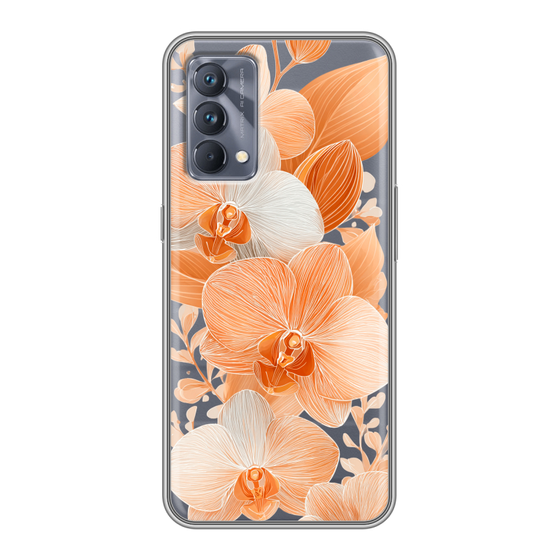 Силиконовый чехол на Realme GT Master Edition с принтом Бежевые цветы Силиконовый чехол на Realme GT Master Edition с принтом Бежевые цветы
