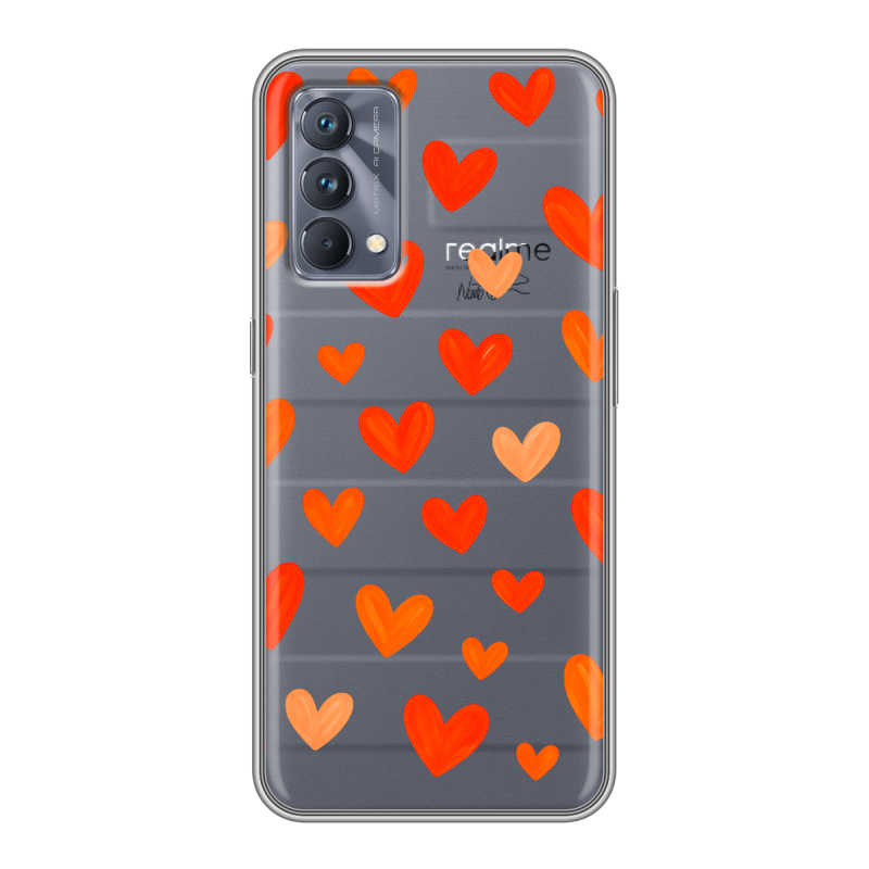 Силиконовый противоударный чехол на Realme GT Master Edition с принтом Сердечки Силиконовый противоударный чехол на Realme GT Master Edition с принтом Сердечки