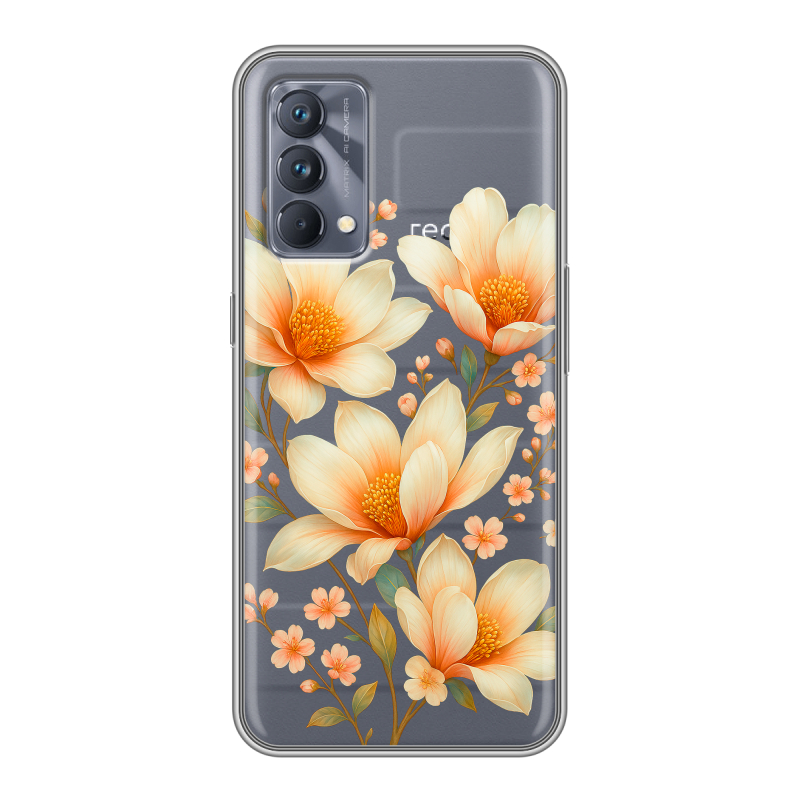 Силиконовый противоударный чехол на Realme GT Master Edition с принтом Цветы Силиконовый противоударный чехол на Realme GT Master Edition с принтом Цветы