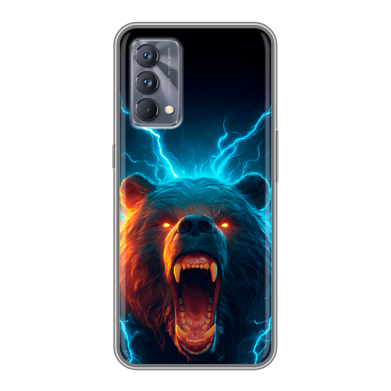 Силиконовый противоударный чехол на Realme GT Master Edition с принтом Медведь Силиконовый противоударный чехол на Realme GT Master Edition с принтом Медведь