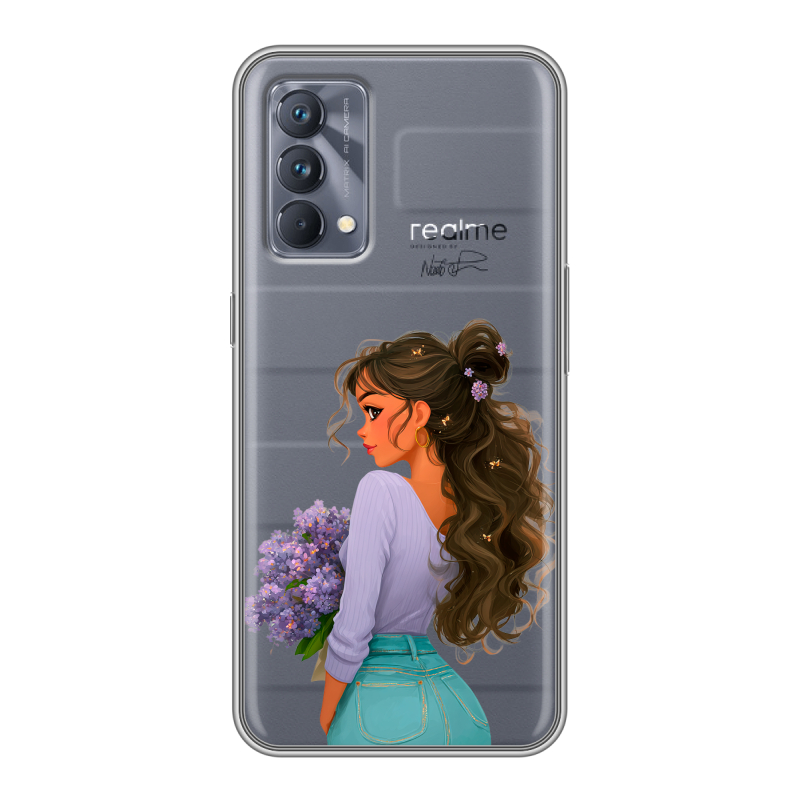 Силиконовый чехол на Realme GT Master Edition с принтом девушка цветы Силиконовый чехол на Realme GT Master Edition с принтом девушка цветы