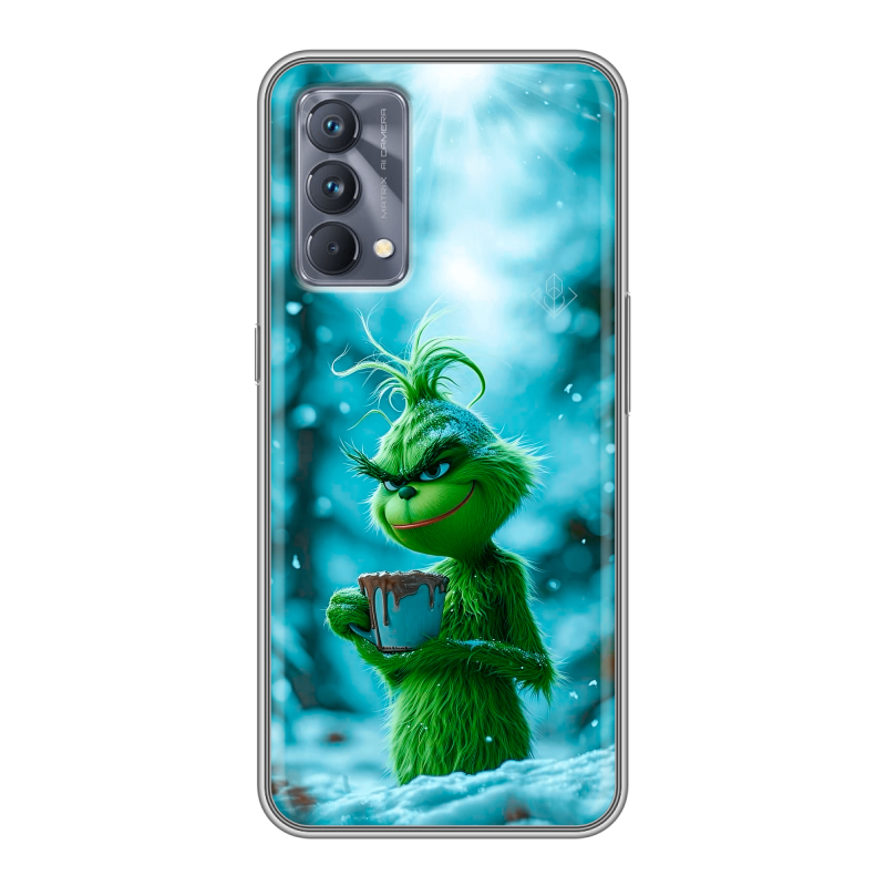 Силиконовый противоударный чехол на Realme GT Master Edition с принтом Новый год гринч Силиконовый противоударный чехол на Realme GT Master Edition с принтом Новый год гринч